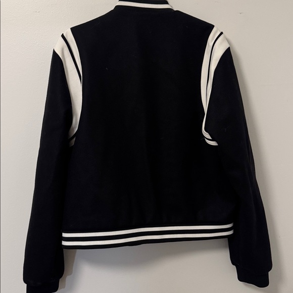 Maje Paris Lovers Black Varsity Jacket with White Accents 40 - Picture 8 of 10